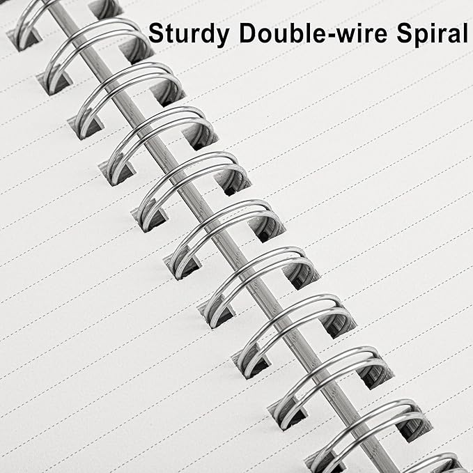 RETTACY Spiral College Ruled Notebook, 300 Pages, A4 Large Size (8.2" x 11.2"), for School, Work, Writing, Journaling, 100 GSM Thick Paper, Flexible Plastic Cover (Transparent)