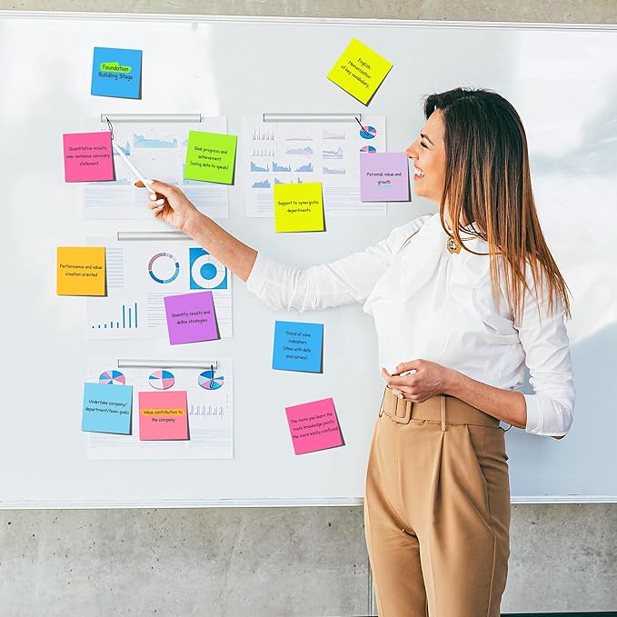 (36 Pack) Sticky Notes 3x3 in Post, 9 Bright Colors Self-Stick Note Pads it, Strong Adhesive, Easy to Post for Home, Office, Notebook