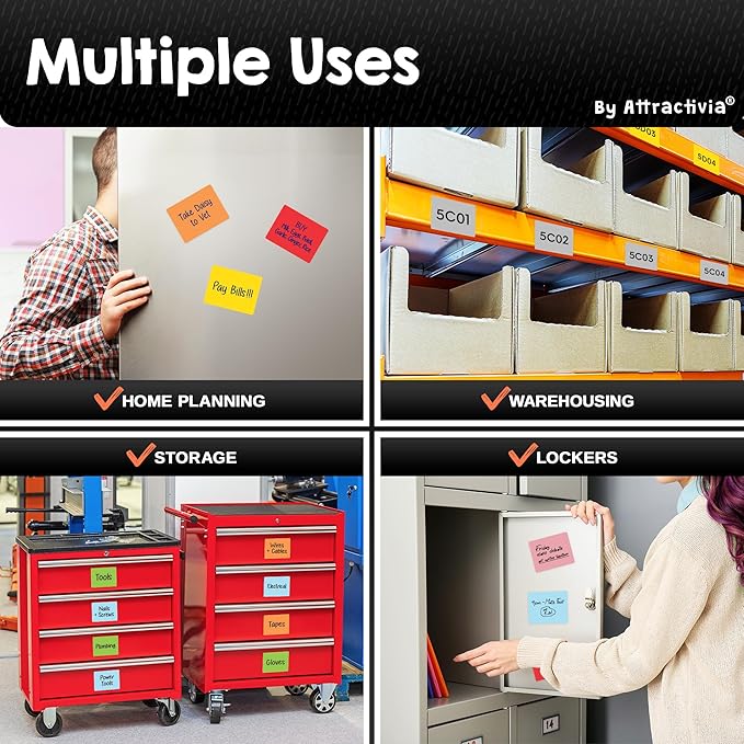 Dry Erase Magnetic Labels 3.7 x 2.8 in, Solid Colors, Medium Dry Erase Magnets, 20-Pack, Colored Erasable Write-On All-Purpose Labels, for Office, Education, Home, Whiteboard