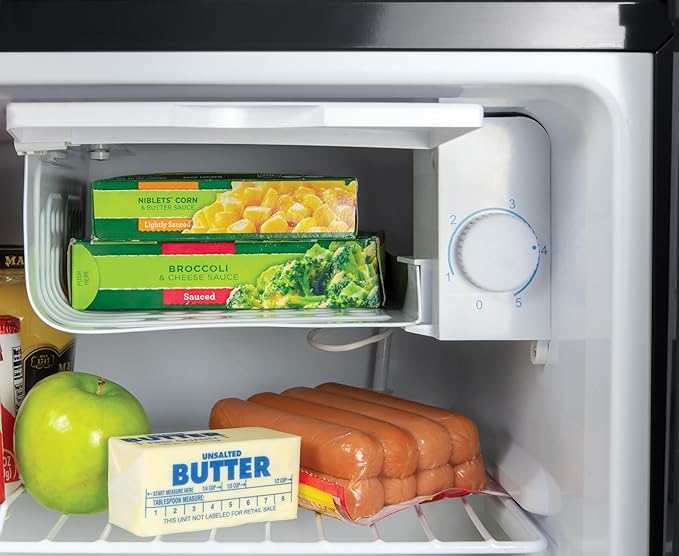 Igloo 1.6 Cu.Ft. Compact Refrigerator, Adjustable Thermostat, Glass Shelves, Includes Scraper, Ice Cube Freezer Drip Tray, Platinum