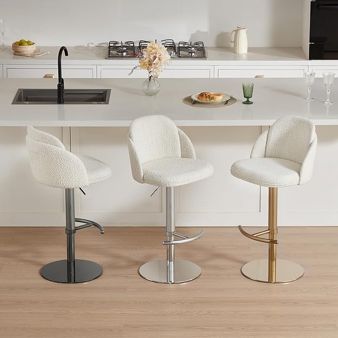 CHITA Adjustable Bar Stools Set of 2, Swivel Counter Height Stools with Stainless Steel Base for Bar, Kitchen Island, Dining Room, Gold