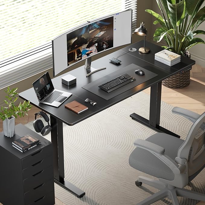 SIAGO Electric Standing Desk Adjustable - 48 x 24 Inch Sit Stand up Desk with Cable Management - 3 Memory Preset Adjustable Height Table