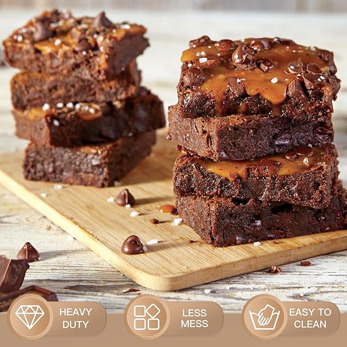 HONGBAKE 8x8 Cake Baking Pan Set, Nonstick Square Brownie Pans with Wider Grips, 2 Pieces, Heavy Duty, Grey