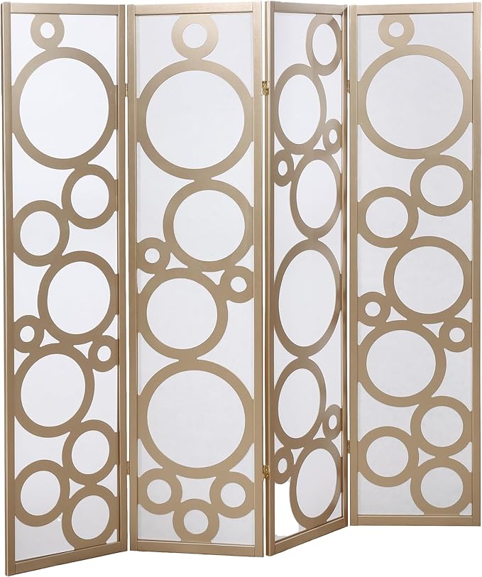 NicBex Room Divider 4 Panel Room Dividers with Circle Pattern Partition Room Dividers and Folding Privacy Screens Wall Divider for Home, Office, Room Separation,70" W x 1" D x 70" H, Gold