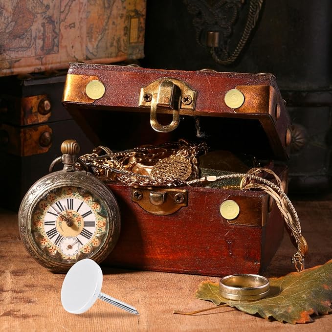 uxcell 100Pcs Upholstery Tacks, 11mmx17mm Flat Head Thumb Tack Decorative Furniture Nails Push Pins for Furniture Sofa Headboards, White