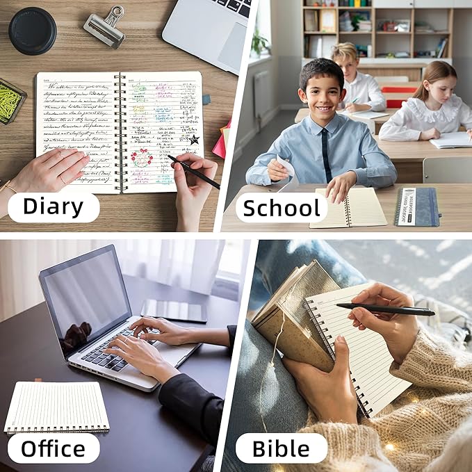 Lined Spiral Journal Notebook for Women & Men, College Ruled Hardcover Notebook for Work & Note Taking, Journals for Writing, Cork Cover, 100 GSM, Business, School, 140 Pages, A5(5.8"x8.5") - Yoga