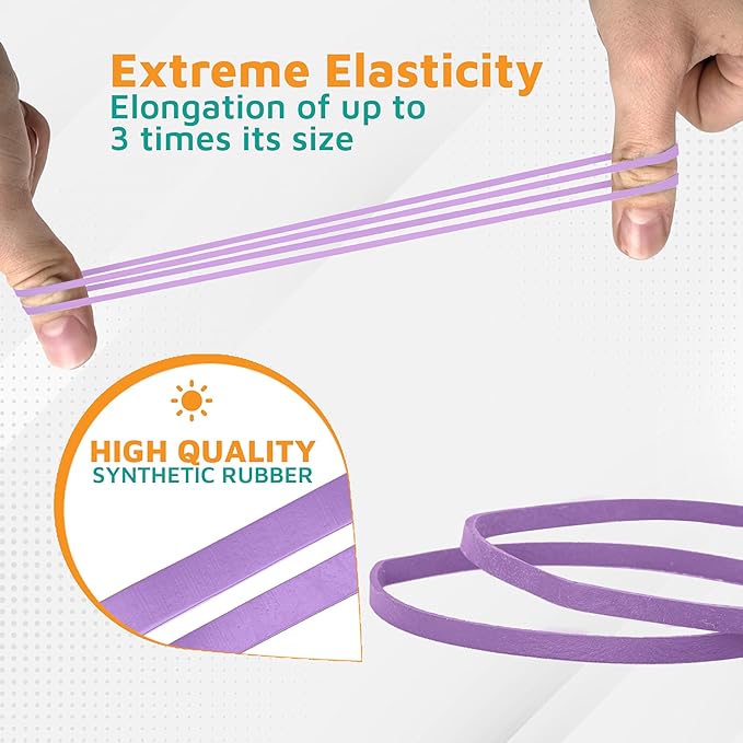 PlasticMill Lavender Rubber Bands Size 33 (3 1/2" x 1/8") - #33 Colored Rubber Bands Office Supplies - Strong, Elastic Bands for Crafts, Balloon Garland, Cash, File Folders (500-Pack)