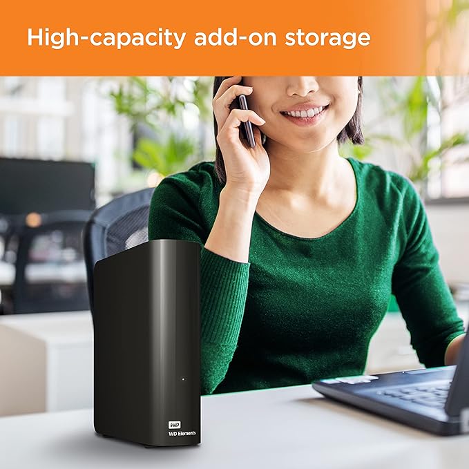 WD 20TB Elements Desktop External Hard Drive, USB 3.0 drive for plug-and-play storage - WDBWLG0200HBK-NESN