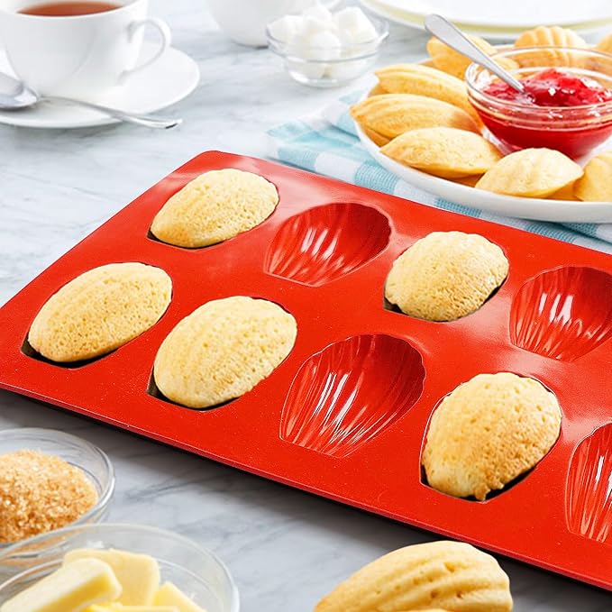 Madeleine Pans for Baking, Non-stick Silicone Madeleine Cookies Trays for Baking, 3Pcs Shell Shape Madeleine Mold Cake Pans (Mini(12-Cavity))