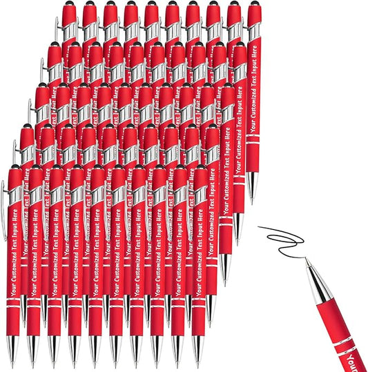 Up to 500 Pcs Personalized Ballpoint Pen Custom Pens Free Engraved Bulk with Name Logo Soft Black Ink Stylus with Touch Metal Office Gift for Anniversaries Graduations Birthdays