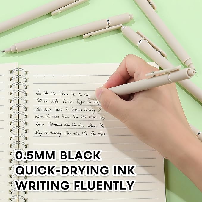 RIANCY Gel Pens, 0.5mm Black Ink Quick Dry Ball Point Pens, Fine Point Smooth Writing Pens, Cute Aesthetic Gifts Set for Men Women Journaling, Office School Stationery Supplies