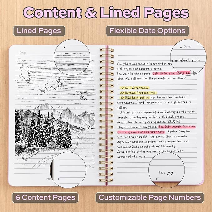 deli 6-Pack Lined Spiral Journal Notebook, 160 Pages, A5 (5.5"x8") Hardcover Writing Notebook, College Ruled Spiral Bound Journal for Women & Men - Perfect for Work, School, Office & Note Taking