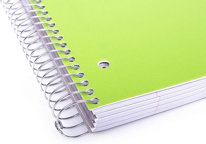 Mintra Office Durable Spiral Notebooks, 5 Subject (Green, Wide Ruled 1pk)