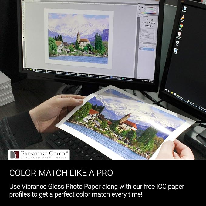 Vibrance Gloss Photo Printer Paper 10 mil 255 gsm Glossy Finish Premium Photo Paper Sheets 13 inches x 19 inches 50 sheets Works with All Inkjet Printers Including Professional Makes and Models