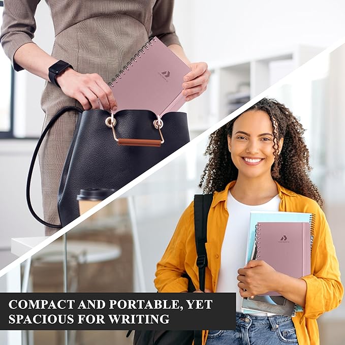 Lined Spiral Journal Notebook For Men & Women - A5 Journal 170 Pages, Hardcover Notebooks for Work & Note Taking, College Ruled Journals for Writing - Pink