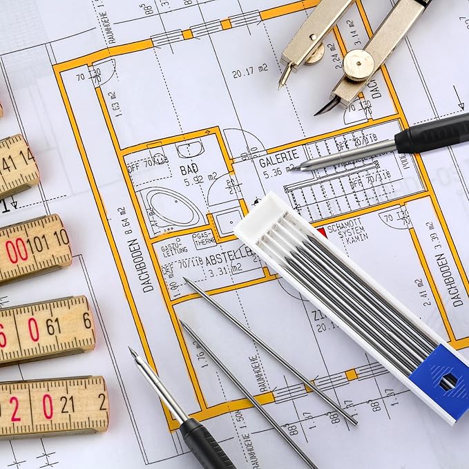 Zhehao 120 Pieces 2.8 mm Carpenter Pencils Refills HB Refill for Construction Pencils Refills Mechanical for Writing Drawing Drafting Woodworking Construction(Black)