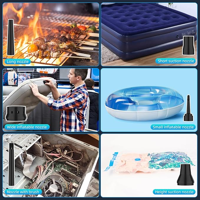 Compressed Air Duster 6000mAh Battery - Electric Air Duster Addcolor AD-38 Keyboard Cleaner for Office-3 Adjustable Wind Speeds with LED Light, Cordless & Reusable Canned Air Duster for Computers