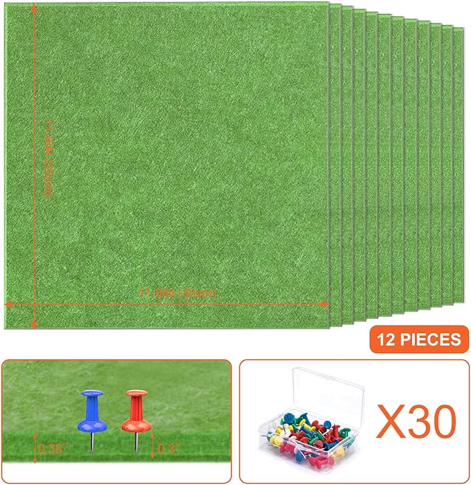 Cork Boards for Walls 48" x 36" Felt Board Alternative, 12 Pack Felt Wall Tiles Bulletin Board, Large Cork Board for Office Pin Board Tack Board Cork Boards