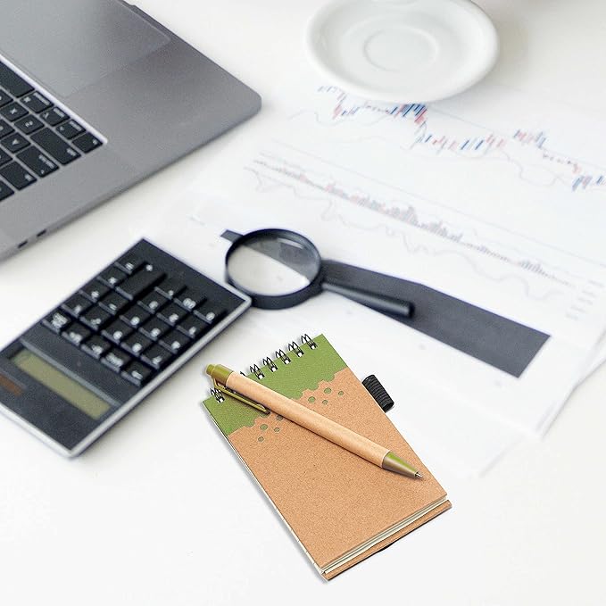 DISCOUNT PROMOS 10 Recyclable Spiral Small Notebooks Pack - 60 Lined Pages - Lime Green