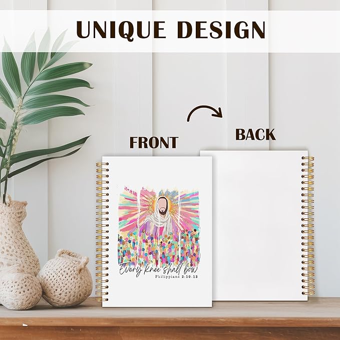 Qabliqo Colorful Christian Jesus Spiral Notebooks, Philippians 2:10-13 Bible Journals for Writing, Christian Religious Journal for Women, Scripture Notebook for Note Taking, 5.5x8.3 Inch