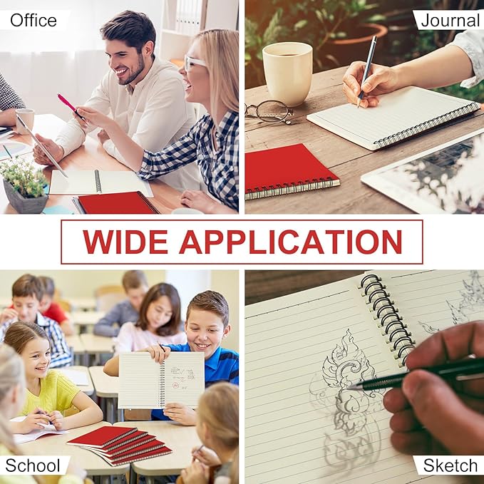Yahenda 72 Pcs Spiral Notebook Bulk A5 Journal Lined 8.3'' x 5.5'' Writing Composition Paper Small Notepad Subject Notebook for Students Office Business Back to School Supplies (Red)
