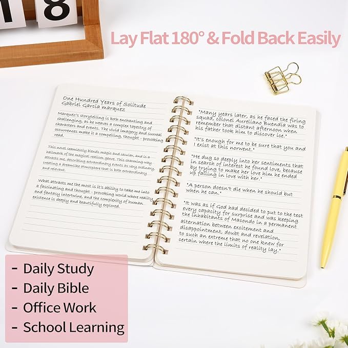 Lined Spiral Notebook College Ruled A5 Journal Book for Note Taking, 160 Pages Writing Journal for Office and Home School Supplies 5.75 x 8.125 inch (Brown Khaki Violet)