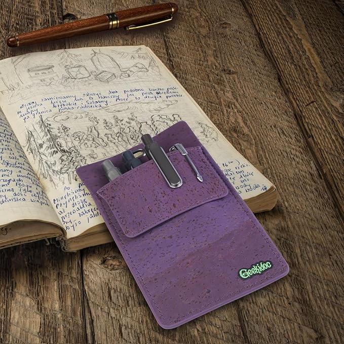 Premium Portuguese Cork Pocket Protector for Men | Multi-Use Pocket Protectors for Shirts and Lab Coats | For Pen, Pencils, Pointers, and More | 1 Pack Purple Pocket Organizer Protector