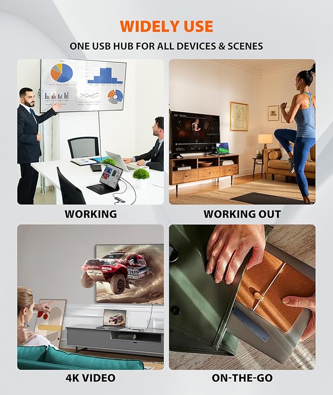 Aceele USB C Hub, 6 in 1 USBC Multiport Adapter with 10Gbps 2 USB C 3.2 and 2 USB A 3.2 Data Port, 4K 60Hz HDMI, 100W Power Delivery for MacBook Pro/Air, iPad Pro, iMac, Surface, XPS and More