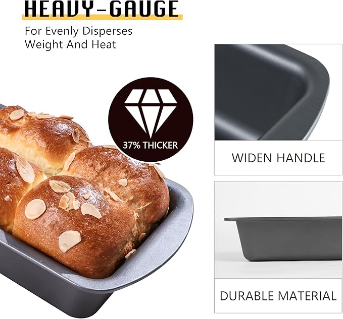 HONGBAKE 6 Pack Bread Pan 1 Lb, 8.5 x 4.5 Inch Loaf Pans for Baking Bread, Nonstick Meatloaf Pan with Wide Grips, Banana Bread Tin for Homemade Bread, Grey