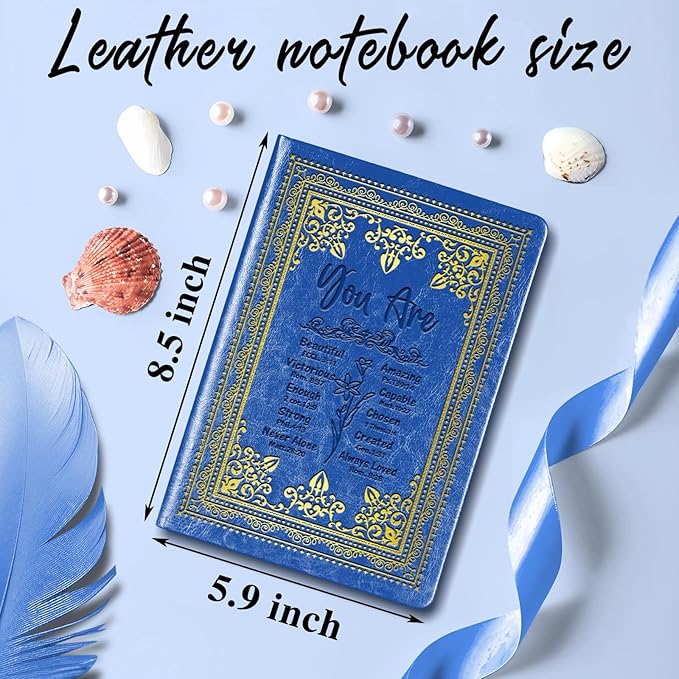 Dark Blue A5 Lined Leather Journal Notebook,Inspirational Christian Gifts Hardcover Executive Notebooks for Men Women,200 Pages 100 Gsm Thick Ruled Paper Daily Diary for School,Family ,Friends,Work (You Beautiful Dark Blue)
