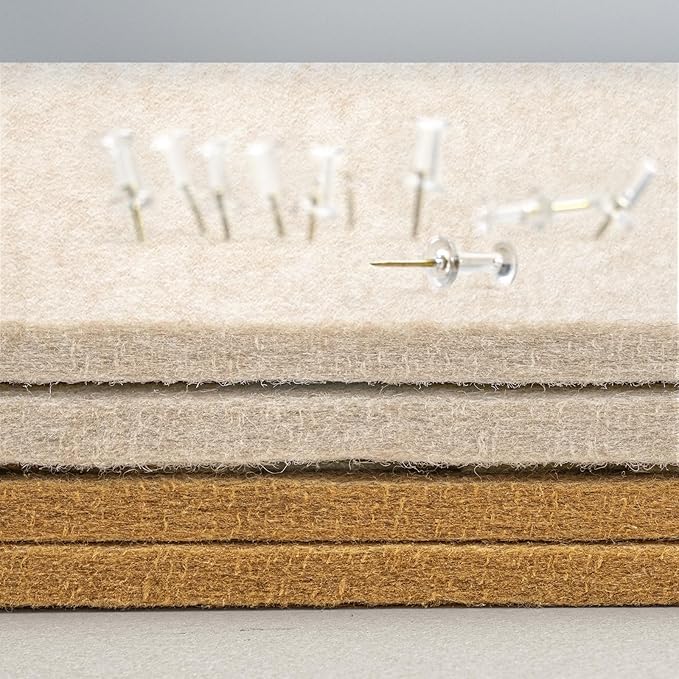 Bulletin Board, 36 x 24 inches Felt Board - Decorative Pin Board, Cork Board Alternative for Wall, 3' x 2' Foldable Picture Board Self-Adhesive Vision Board Prayer Board with 20 Pushpins - Oatmeal