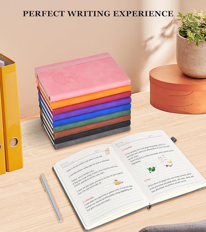 Lined Journal Notebook for Men & Women,200 Pages A5 Hardcover Leather Notebook (5.9"x8.5"), Travel Journal for Work, School, Business Writing, Note Taking, Notepad Diary (Grey)