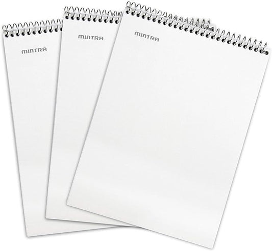 Mintra Office TOP BOUND Durable Spiral Notebooks (White, College Ruled 3pk)