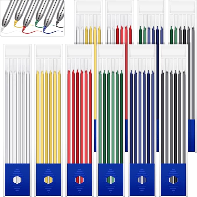 Spakon 60 Pcs 2.8mm Lead Refill Carpenter Construction Pencils Marker Lead Refills Dry Mechanical Woodworking Pencil Tools for Writing Drawing Drafting (Multicolor)