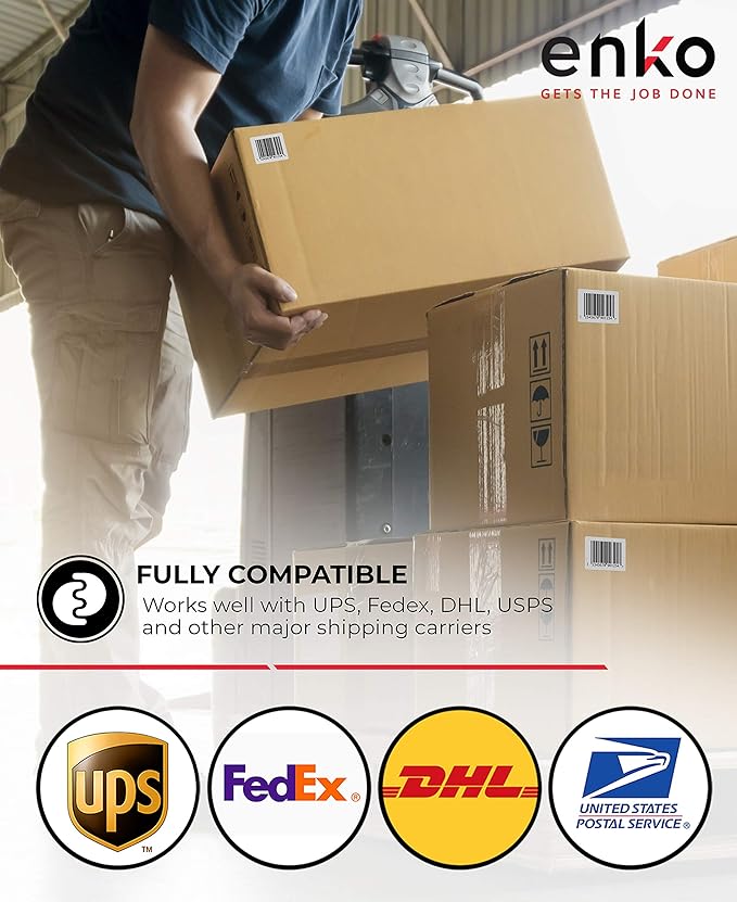 enKo (6 Rolls, 2,700 Labels) 4 x 6 Direct Thermal Address & Shipping Labels Compatible for Zebra 2844 ZP-450 ZP-500 ZP-505, Rollo, Eltron, Neatoscan