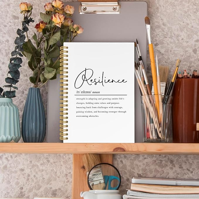 Resilience Inspirational Spiral Notebook, Motivational Journaling Notebooks for Note Taking, Positive Hardcover Journals for Women 160 Pages 5.5x8.3 Inch, Inspirational Gifts for Women