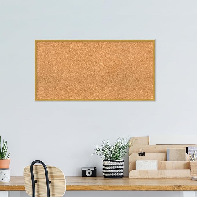 Amanti Art Natural Cork Board for Wall, 21x41 Vision Board with White Frame, Large Corkboard Office Decor for Home Organization, Modern Corkboard Pinboard to Display Items for Home Organization in
