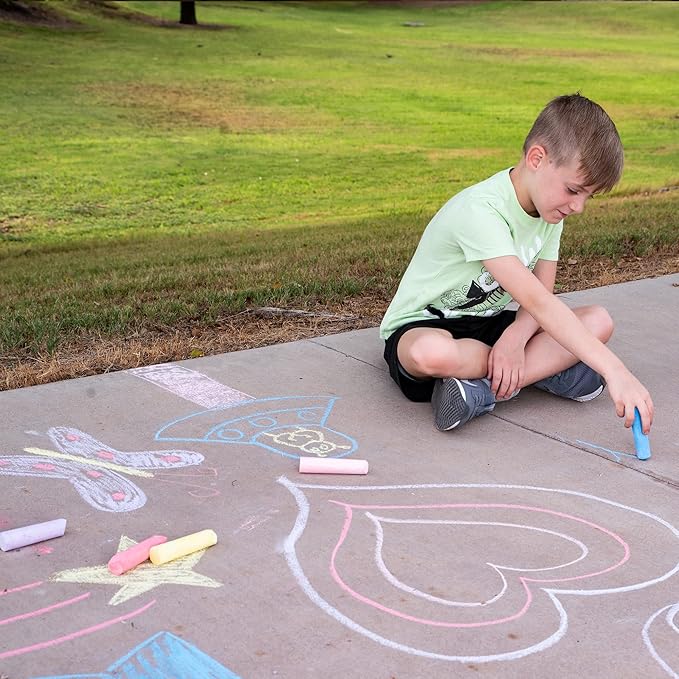 JOYIN 180 PCS Washable Sidewalk Chalks Set in 20 Colors Non-Toxic Jumbo Chalk for Outdoor Art Play, Painting on Chalkboard, Blackboard and Playground