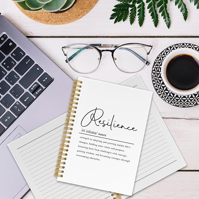 Resilience Inspirational Spiral Notebook, Motivational Journaling Notebooks for Note Taking, Positive Hardcover Journals for Women 160 Pages 5.5x8.3 Inch, Inspirational Gifts for Women