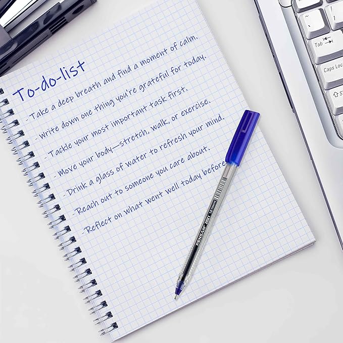 Blue Ballpoint Pens,1.0 mm Medium Point, Blue Pens, Ergonomic Triangle Grip, 50-Count Pack of Bulk Pens