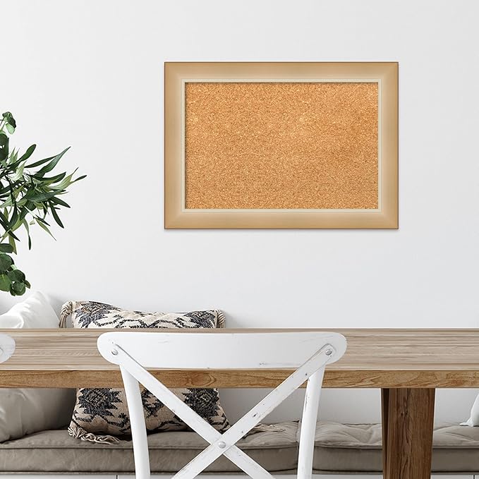 Amanti Art Natural Cork Board for Wall, 15x21 Vision Board with Gold Frame, Small Corkboard Office Decor for Home Organization, Modern Corkboard Pinboard to Display Items for Home Organization in
