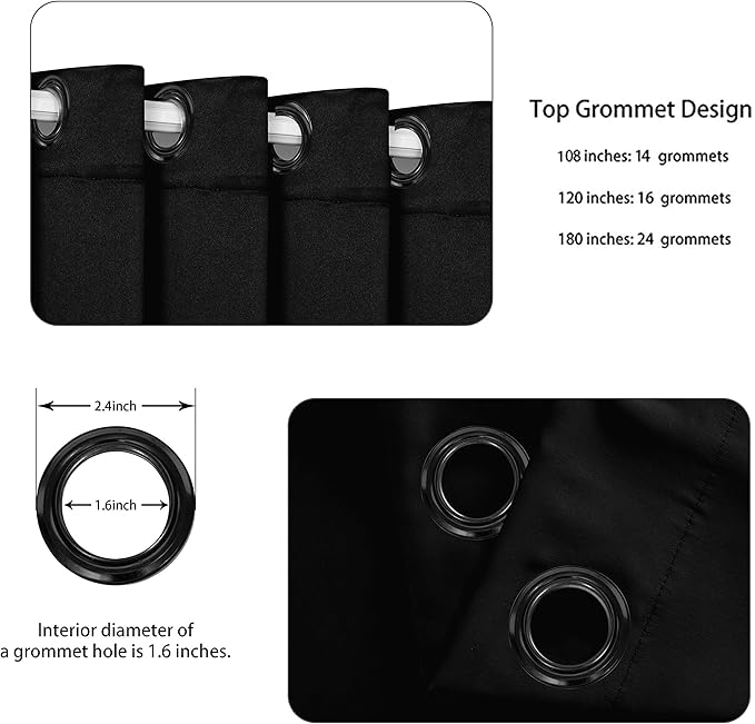 BONZER Extra Wide Room Divider Curtain Total Privacy Wall Noise Reducing Blackout Curtains for Patio Sliding Glass Door, 96L x 120W Inch (8L x 10W ft), 1 Panel, Black