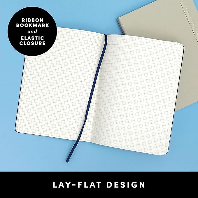 PAPERAGE Graph Paper Journal Notebook, (Cognac), 160 Pages, Medium 5.6 in x 8 in - 100 GSM Thick Paper – Hardcover Grid Notebook for Work or School