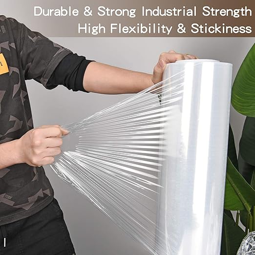 18" x 1500ft x 80 Gauge Thick (20 Micron) Clear Cast Pallet Stretch Wrap Film [Pack of 4 Rolls, 1500' Per Roll, Total 6000']