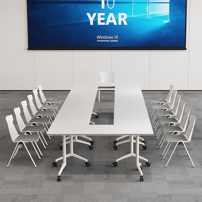 Folding Conference Room Tables 6 Pack, Foldable Modern Mobile Meeting Table Desk Training Table 6FT Large Rolling OfficeTable for Conference Training Classroom (4, 70.8" * 23.6" * 29.5")