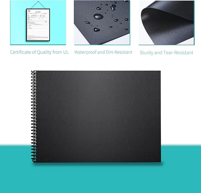 Binditek 100 Pack 16 Mil Sand-Textured Polycover, 11 x 17 Inches Binding Front and Back Covers, Lightly Sanded Finish, Heavyduty Presentation Covers, Tabloid, Black