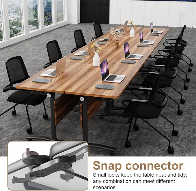 Conference Room Table with Flip-Top Design for Dynamic Meetings, Business Table Computer Desk with Heavy-Duty Frame,Foldable Seminar Meeting Tables for Home Office (4, C, 70.8IN)