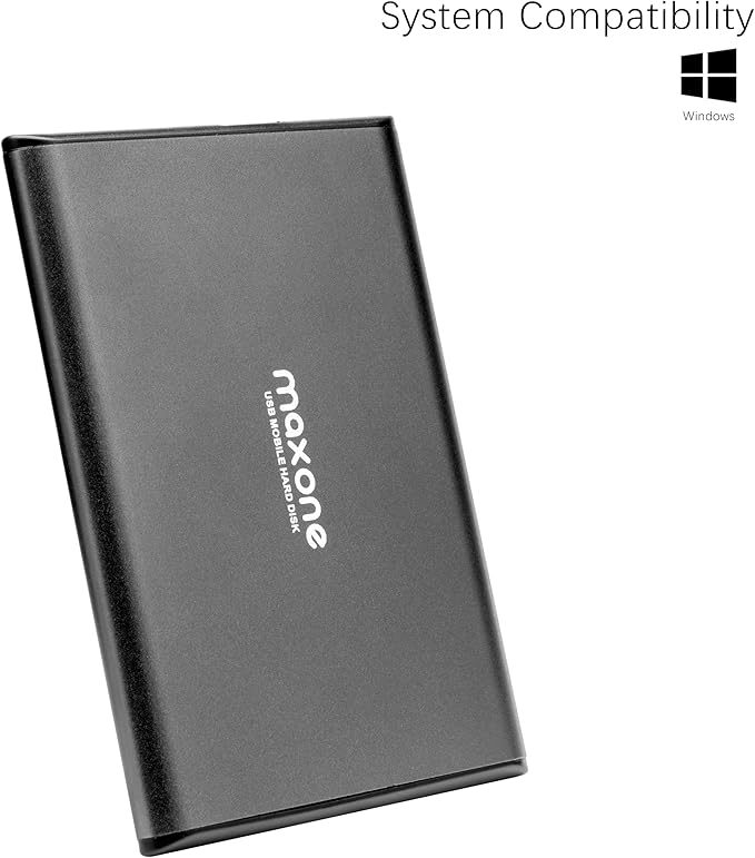 Maxone 250GB Ultra Slim Portable External Hard Drive HDD USB 3.0 Compatible with PC, Laptop - Charcoal Grey