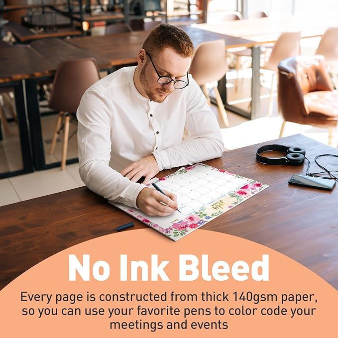 S&O Watercolor Floral Large Desk Calendar from July 2025 to Dec 2026 - Tear-Away Table Calendar 2025-2026 - Desktop Blotter - Academic Desk Planner - Desk Pad Large - 11x17in