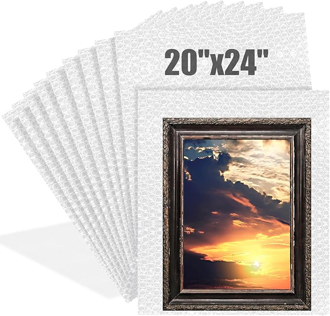 10 Pack Extra Large Bubble Pouches 20 * 24 Inch Clear Bubble Pouch Wrap Bags for Packing Shockproof Cushioning Wrap Bag for Shipping Moving Fragile Dishes China Plates Painting Fragile Items